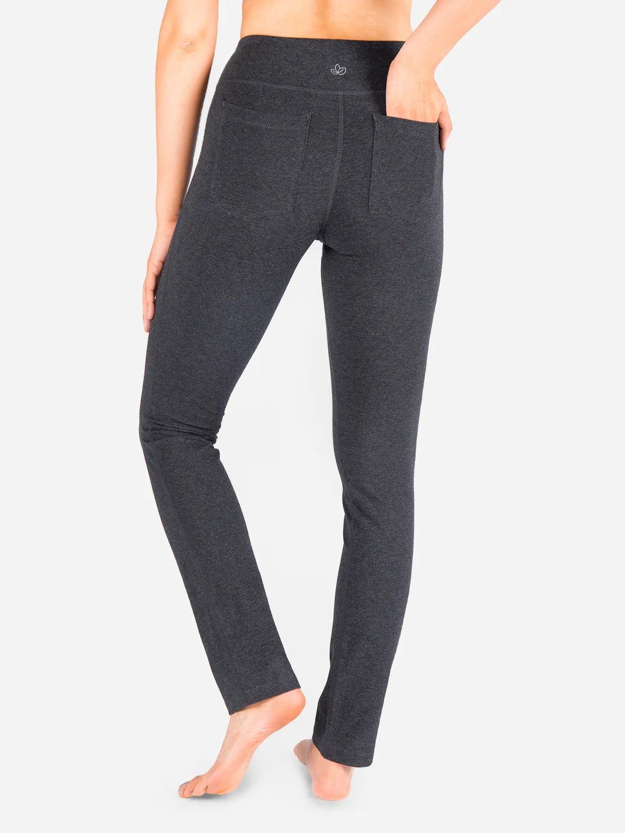 Straight Leg Yoga Pants, 5 Pockets #color_Charcoal