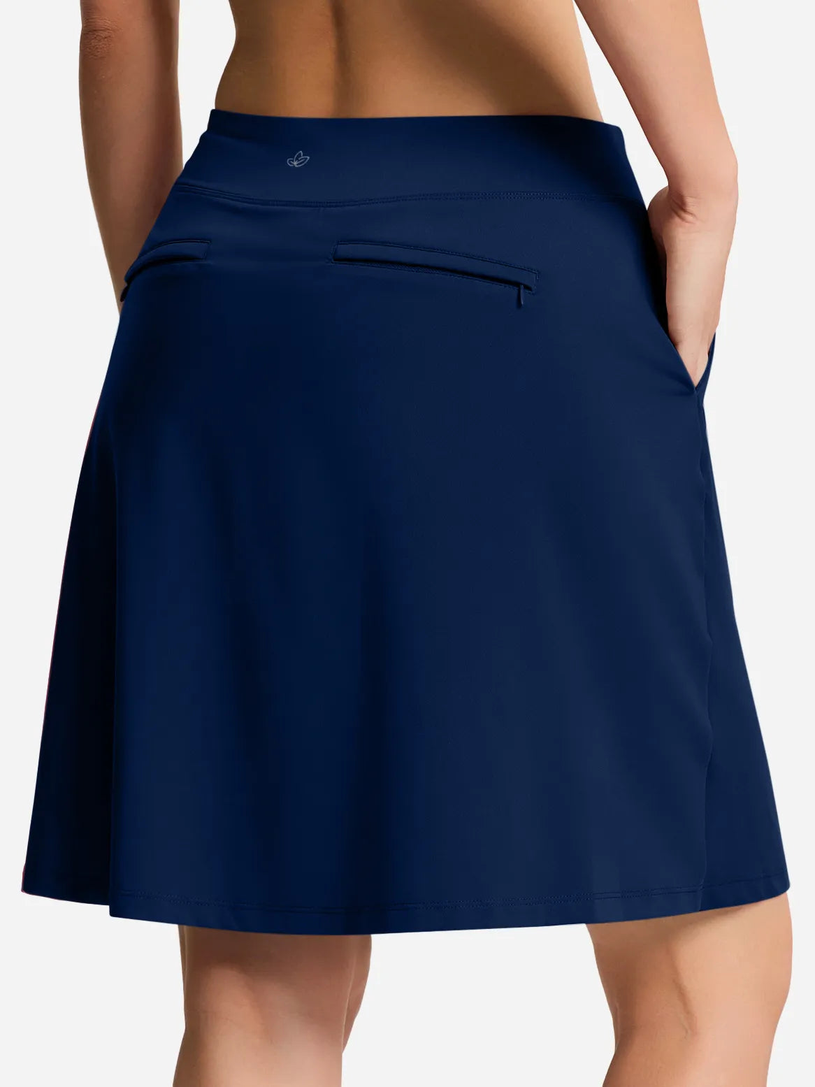 Modest Knee Length Skort, 4 Pockets, 20" #color_Navy Blue