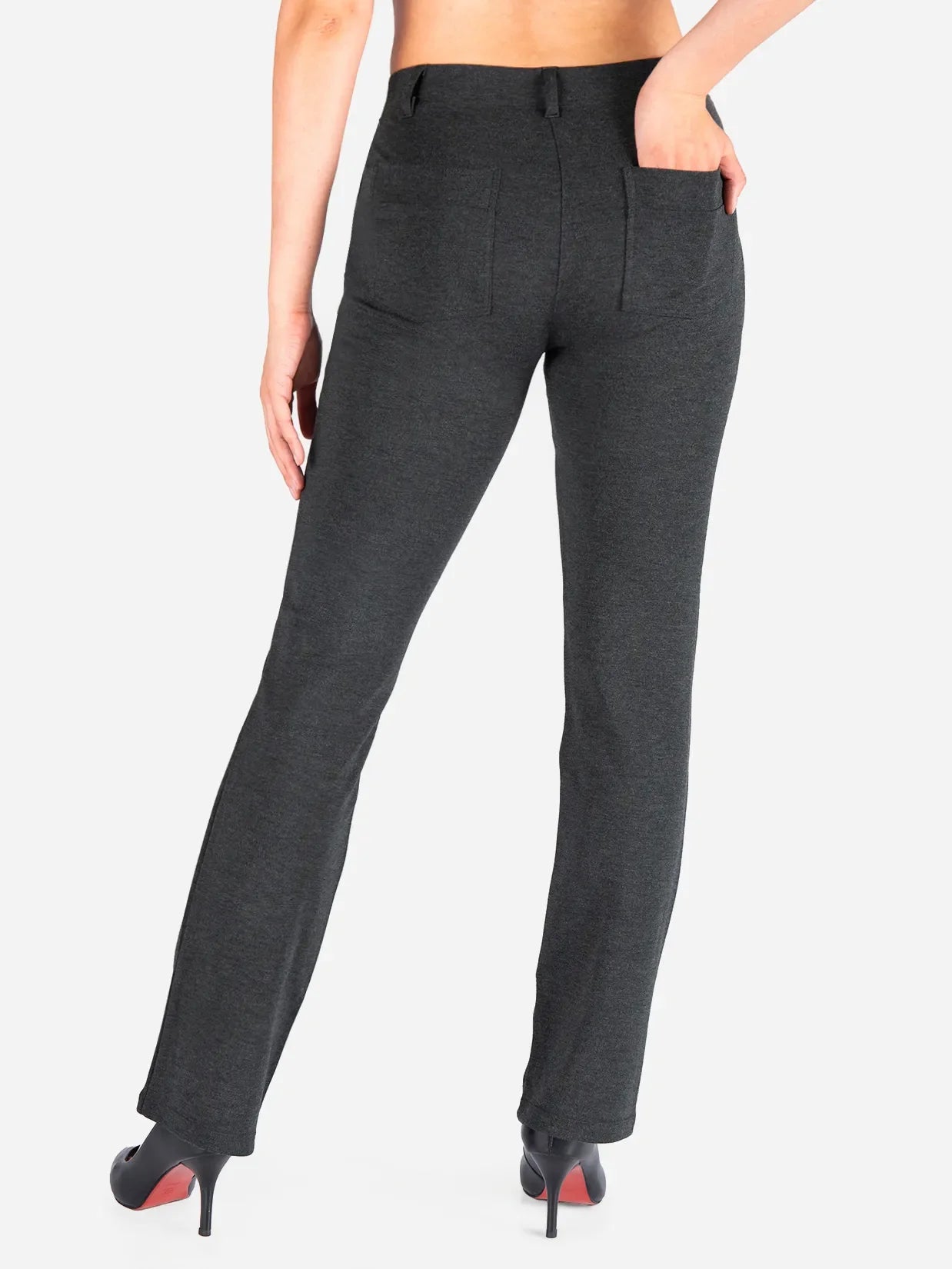 Straight Leg Yoga Dress Pants, 4 Pockets #color_Charcoal