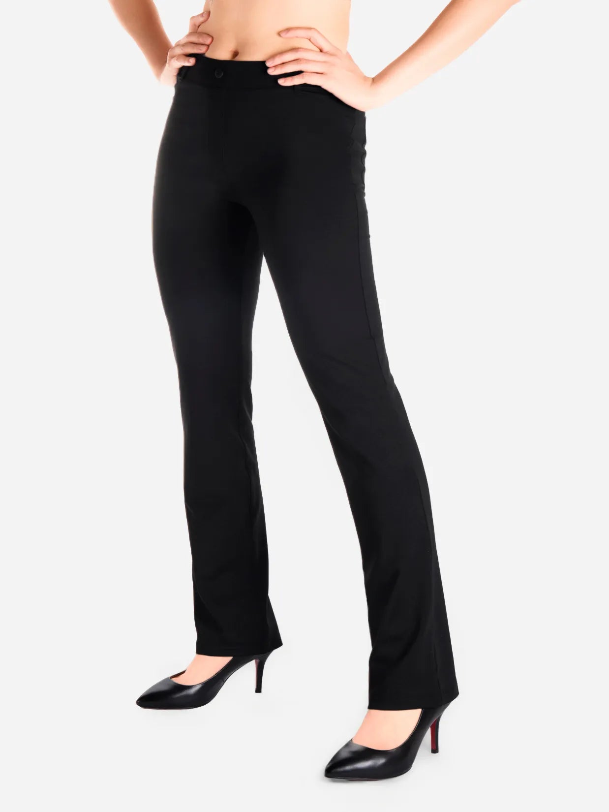 Straight Leg Yoga Dress Pants, Back Pockets image 1