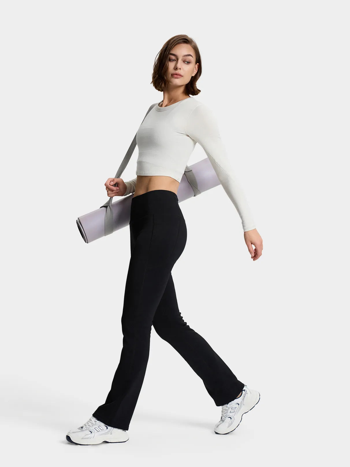 CozyWarmth Fleece Lined Flare Leggings, Side Pockets image 2
