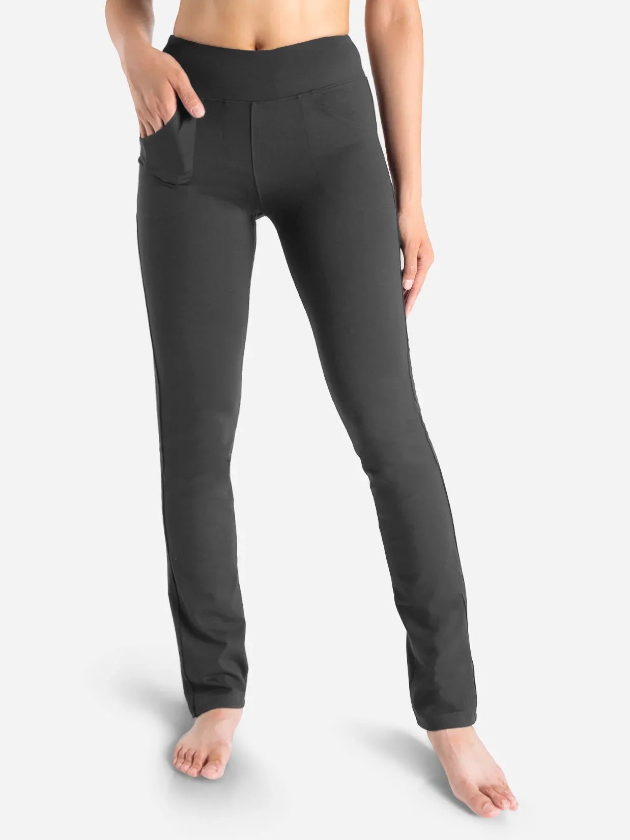 Straight Leg Yoga Pants, 5 Pockets #color_Graphite Gray
