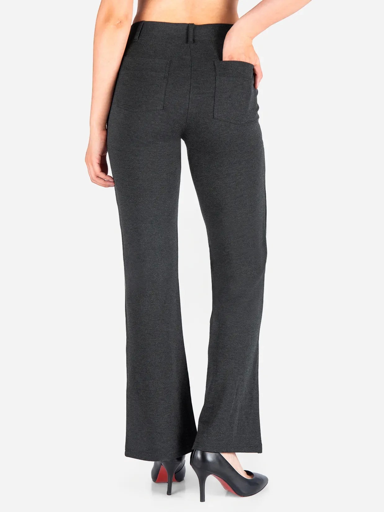 Flare Yoga Dress Pants, 4 Pockets #color_Charcoal