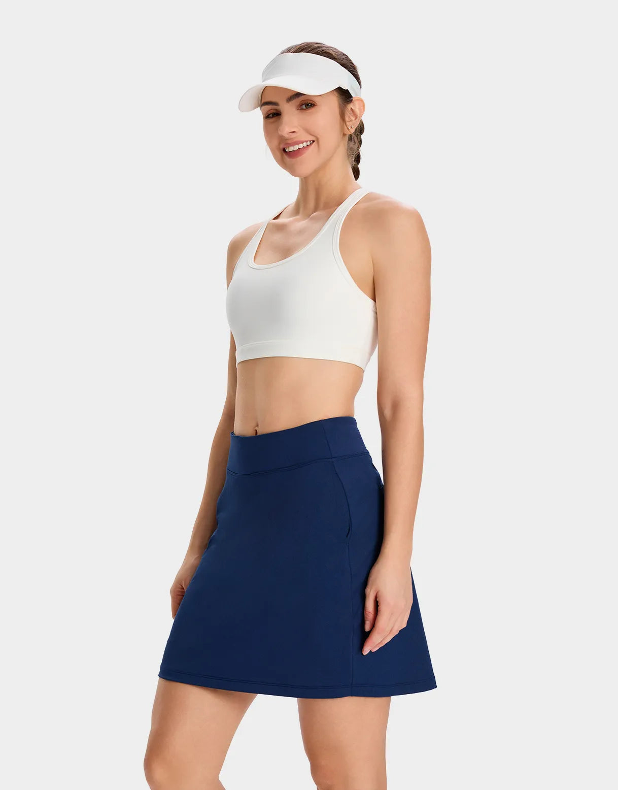 Long Skort, 4 Pockets, 17" #color_Navy Blue