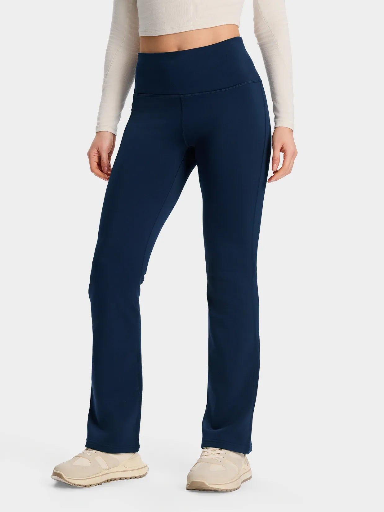 CozyWarmth Fleece Lined Flare Leggings #color_Midnight Blue