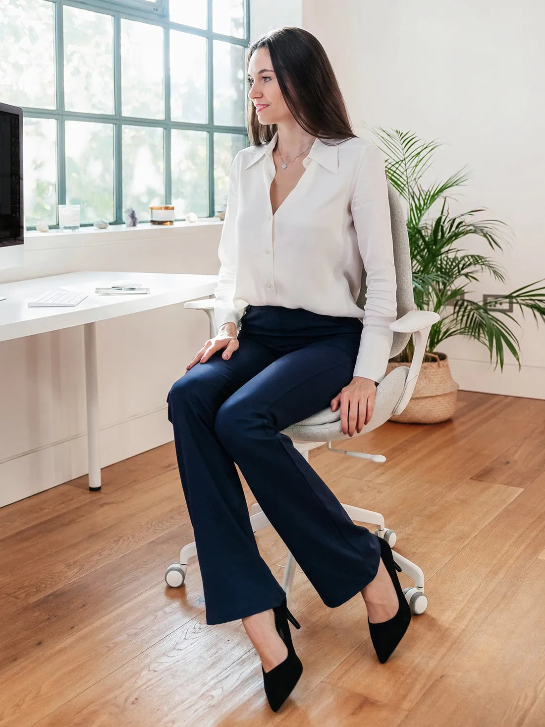 Flare Yoga Dress Pants, 4 Pockets #color_Navy Blue