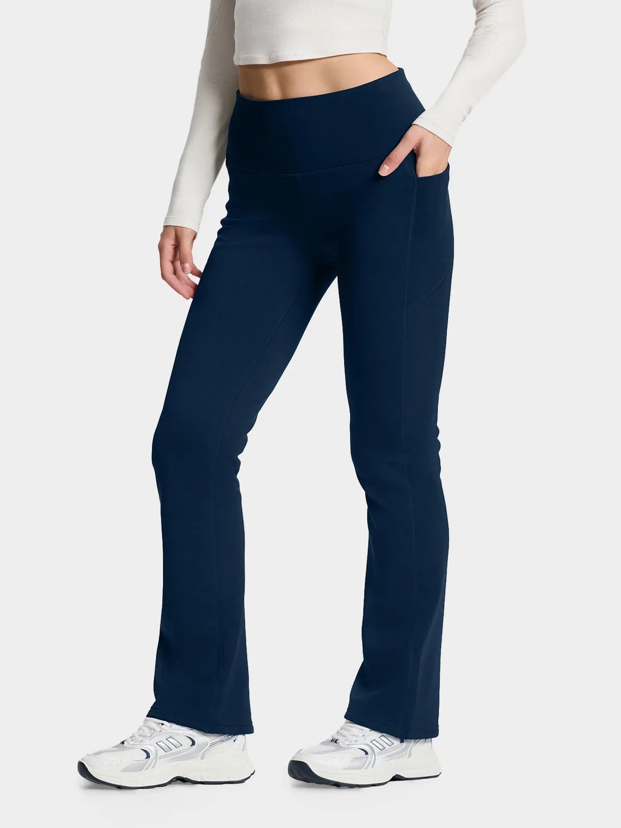 CozyWarmth Fleece Lined Flare Leggings, Side Pockets image 0