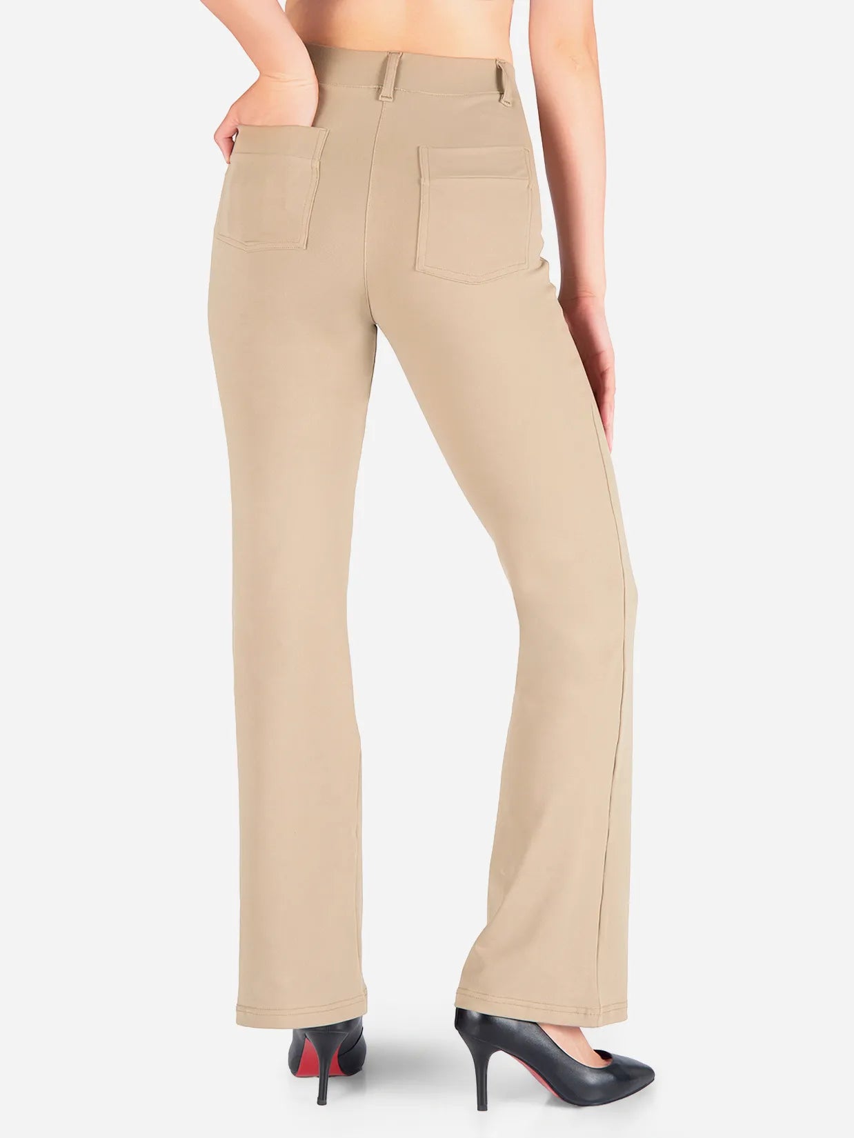 Flare Yoga Dress Pants, 4 Pockets #color_Khaki