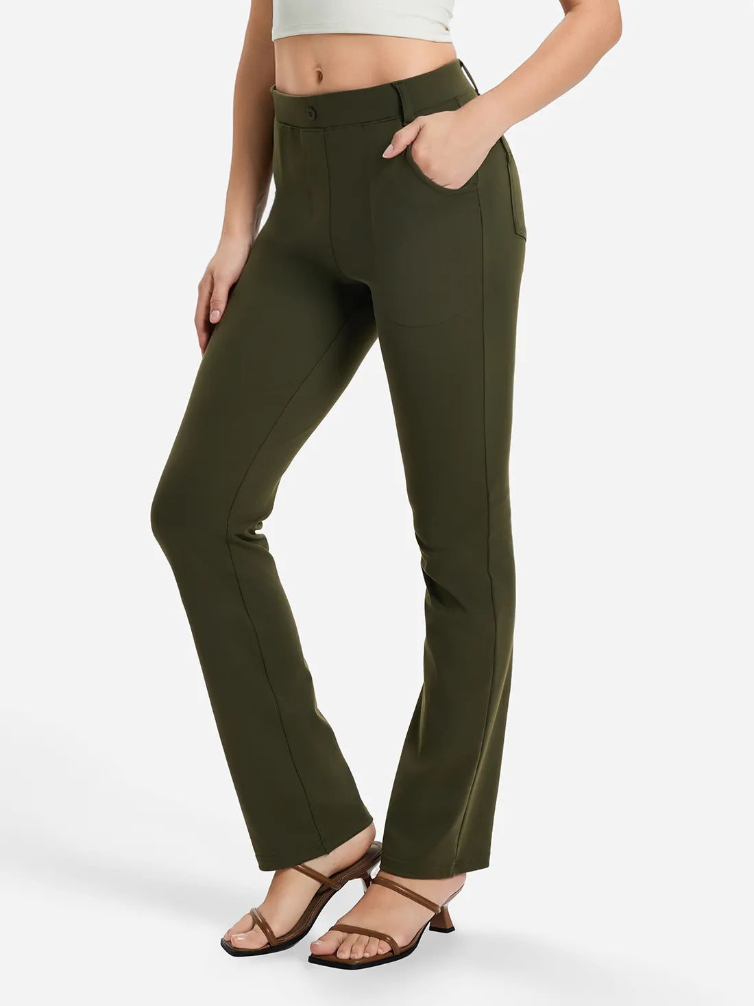 Straight Leg Yoga Dress Pants, 4 Pockets image 0