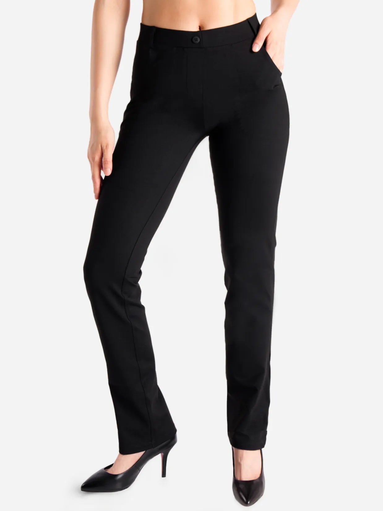 Women's Straight Leg Yoga Dress Pants with 4 Pockets | Yogipace Women's Straight Leg Yoga Dress Pants with 4 Pockets | Yogipace