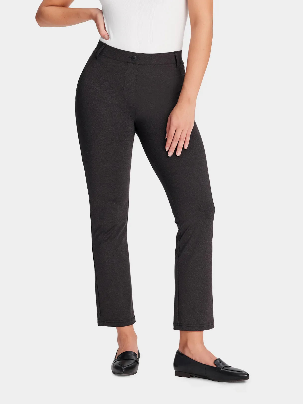 Flare Cropped Yoga Dress Pants #color_Charcoal