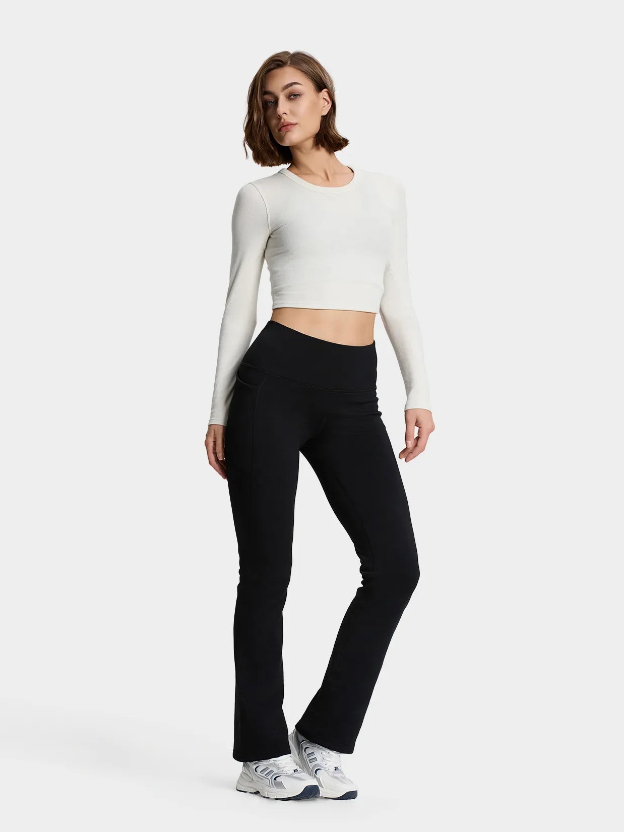 CozyWarmth Fleece Lined Flare Leggings, Side Pockets image 3