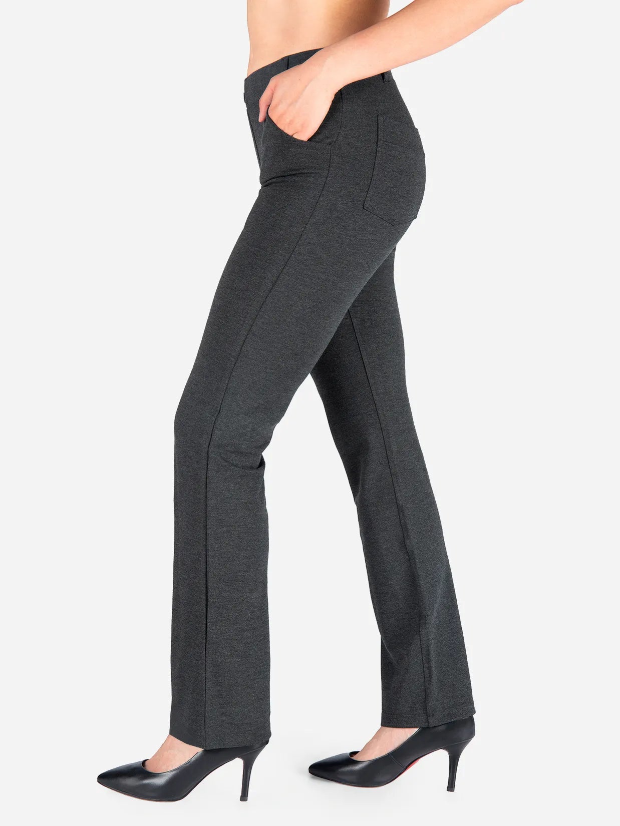 Straight Leg Yoga Dress Pants, 4 Pockets #color_Charcoal