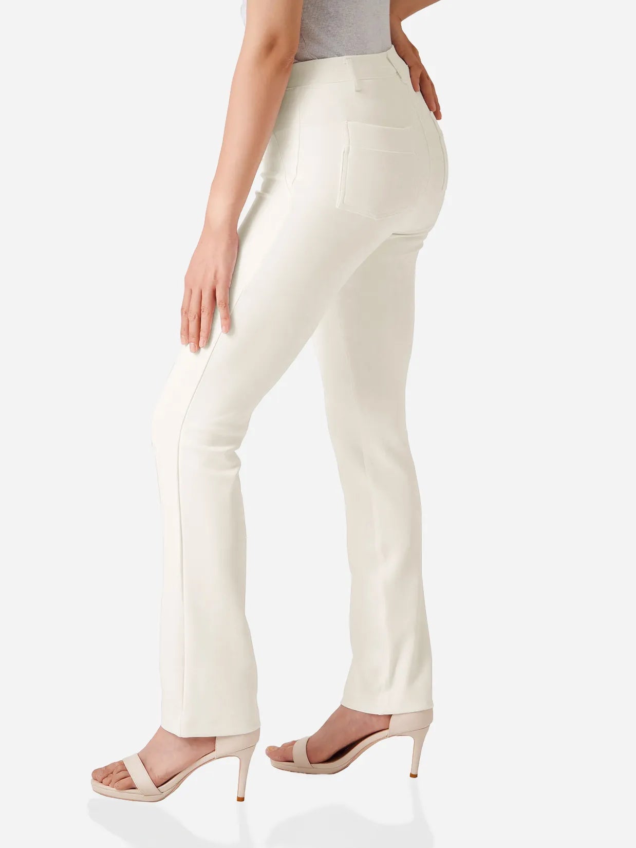 Straight Leg Yoga Dress Pants, Back Pockets #color_Cream