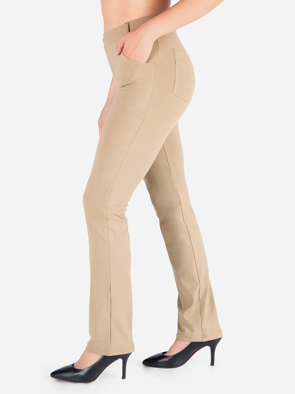 Straight Leg Yoga Dress Pants, 4 Pockets #color_Khaki