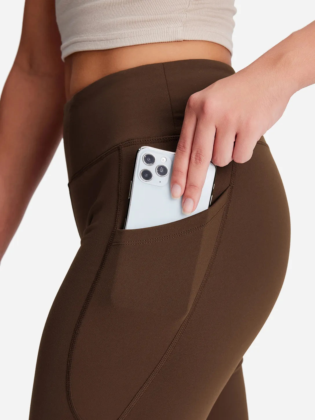 Essential Bootcut Yoga Pants, Side Pockets #color_Brown