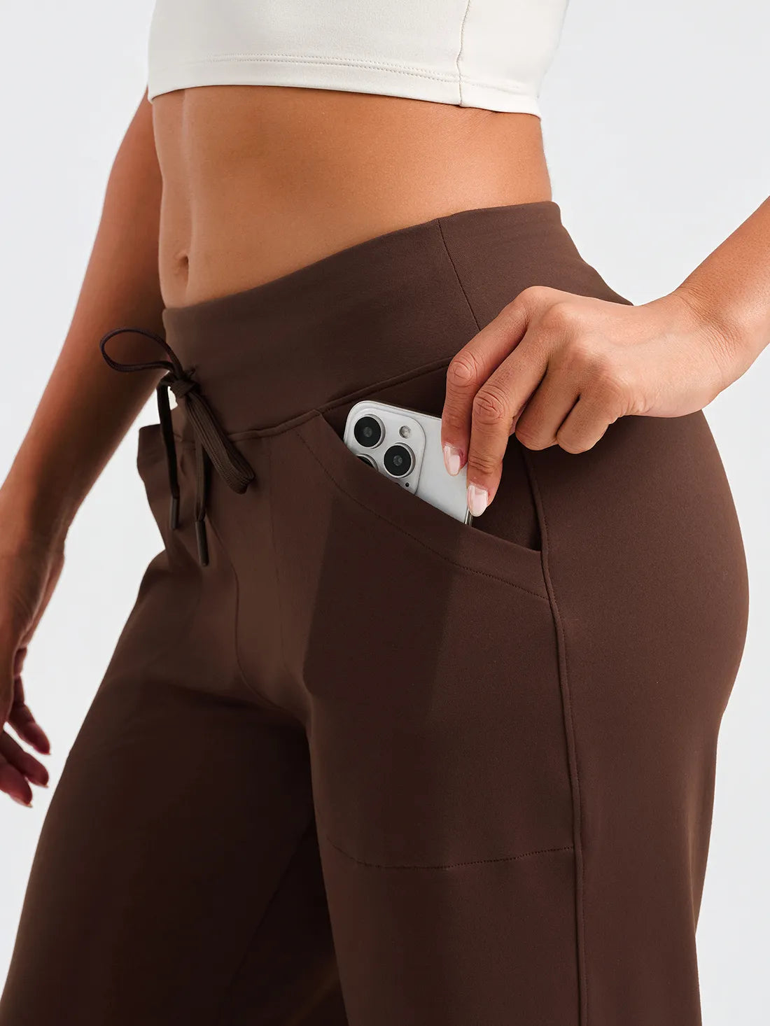 Yogipace Women's Essential High Waisted Wide Leg Yoga Pants #color_Brown