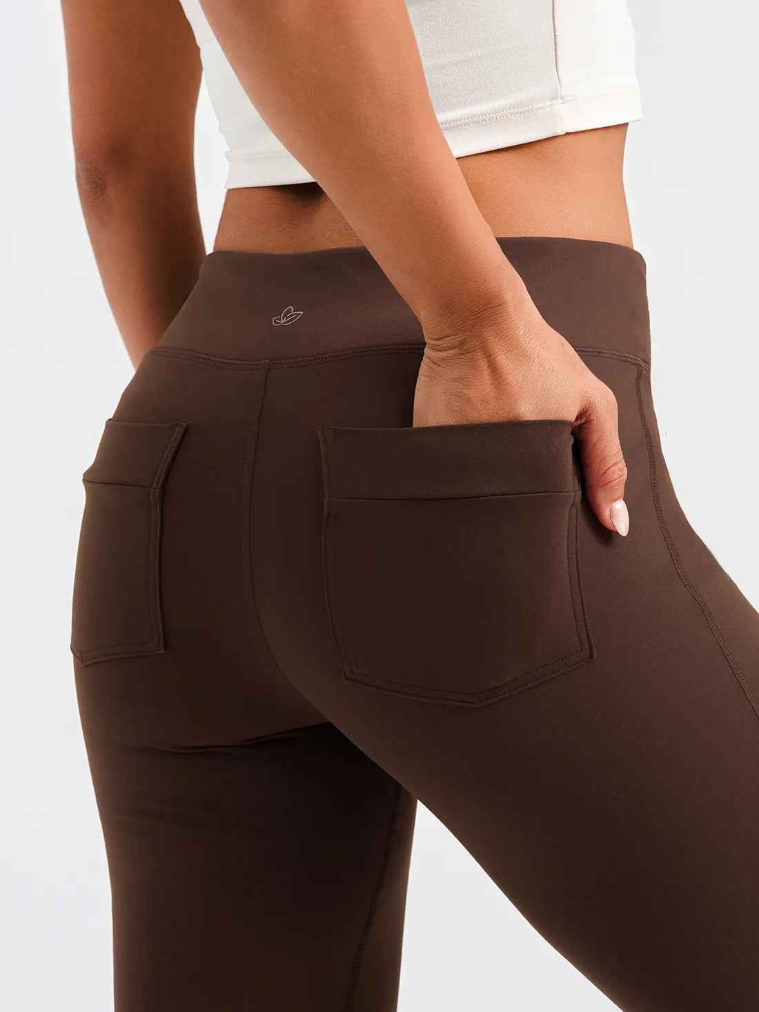 Yogipace Women's Essential Bootcut Yoga Pants with Back Pockets #color_Brown