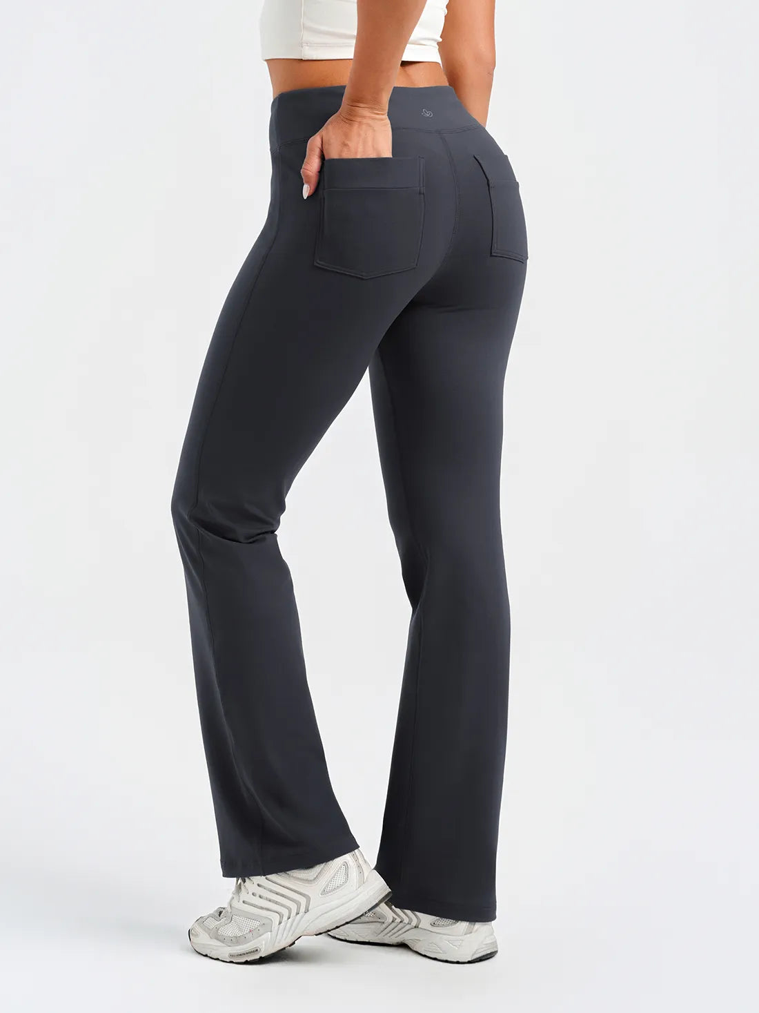 Yogipace Women's Essential Bootcut Yoga Pants with Back Pockets #color_Graphite Gray
