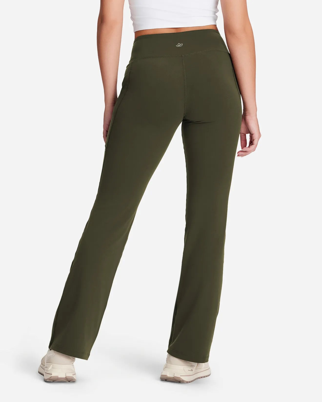 Yogipace Women's Essential Bootcut Yoga Pants with Side Pockets #color_Dark Olive