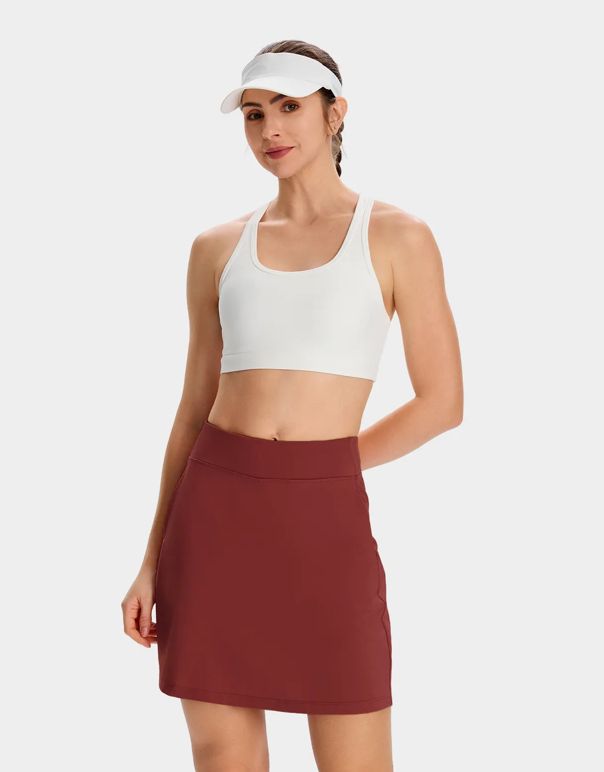Long Skort, 4 Pockets, 17" #color_Burgundy