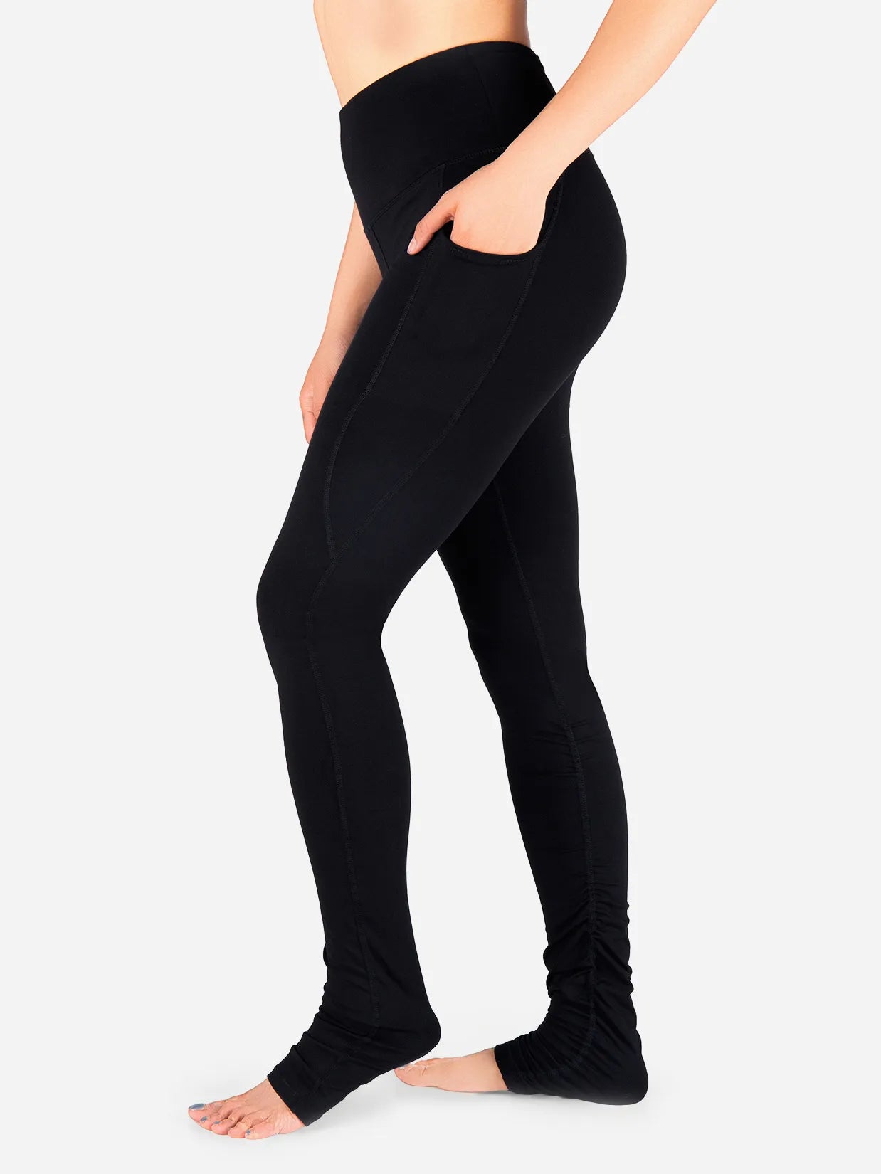 High Rise Over The Heel Leggings, Side Pockets #color_Black
