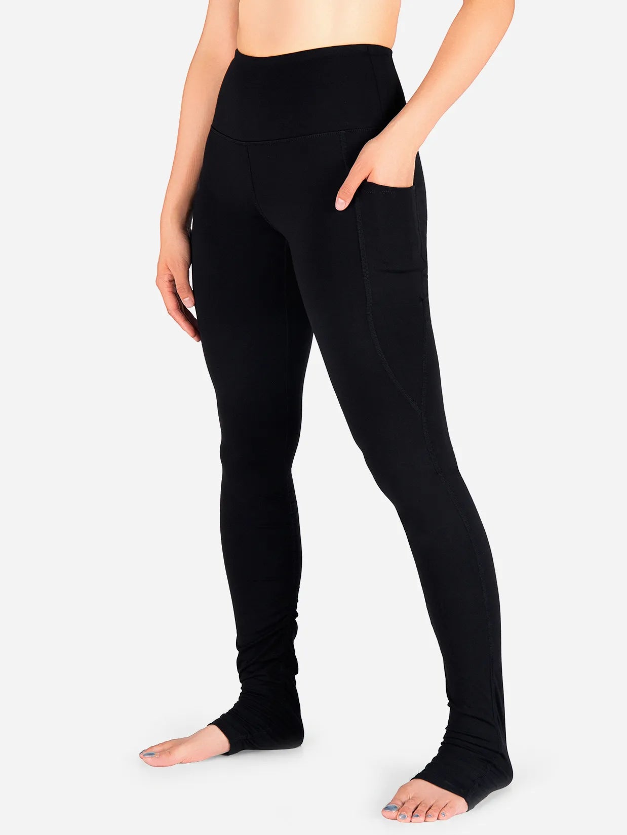 High Rise Over The Heel Leggings, Side Pockets #color_Black
