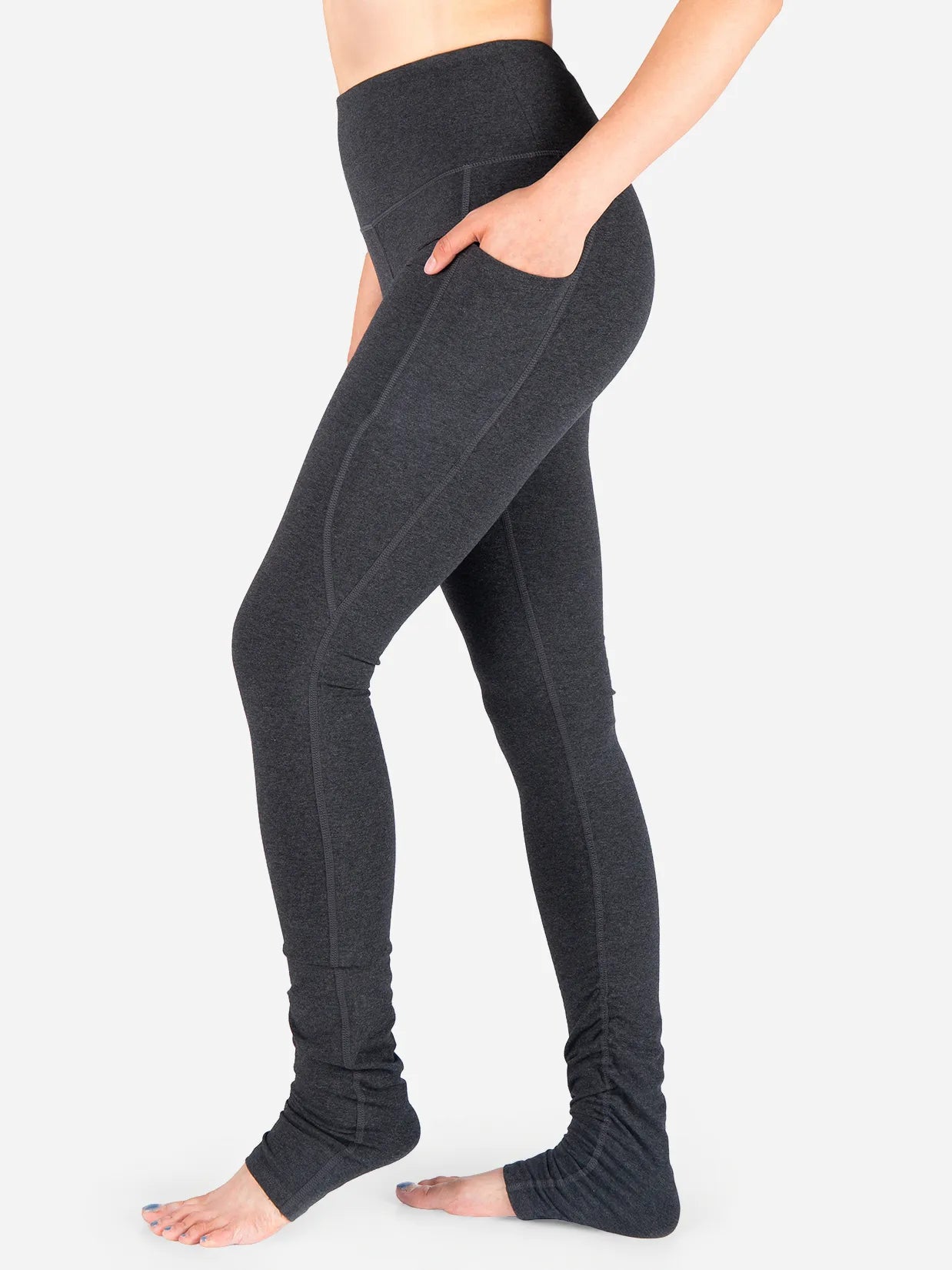 High Rise Over The Heel Leggings, Side Pockets #color_Charcoal
