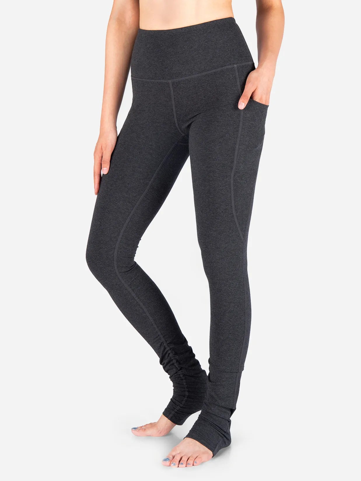 High Rise Over The Heel Leggings, Side Pockets #color_Charcoal