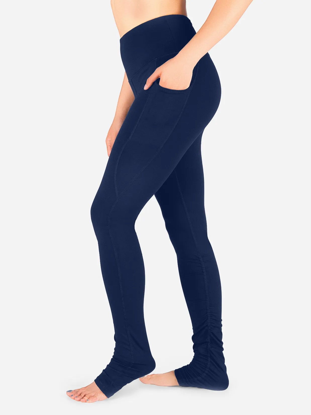 High Rise Over The Heel Leggings, Side Pockets #color_Navy Blue