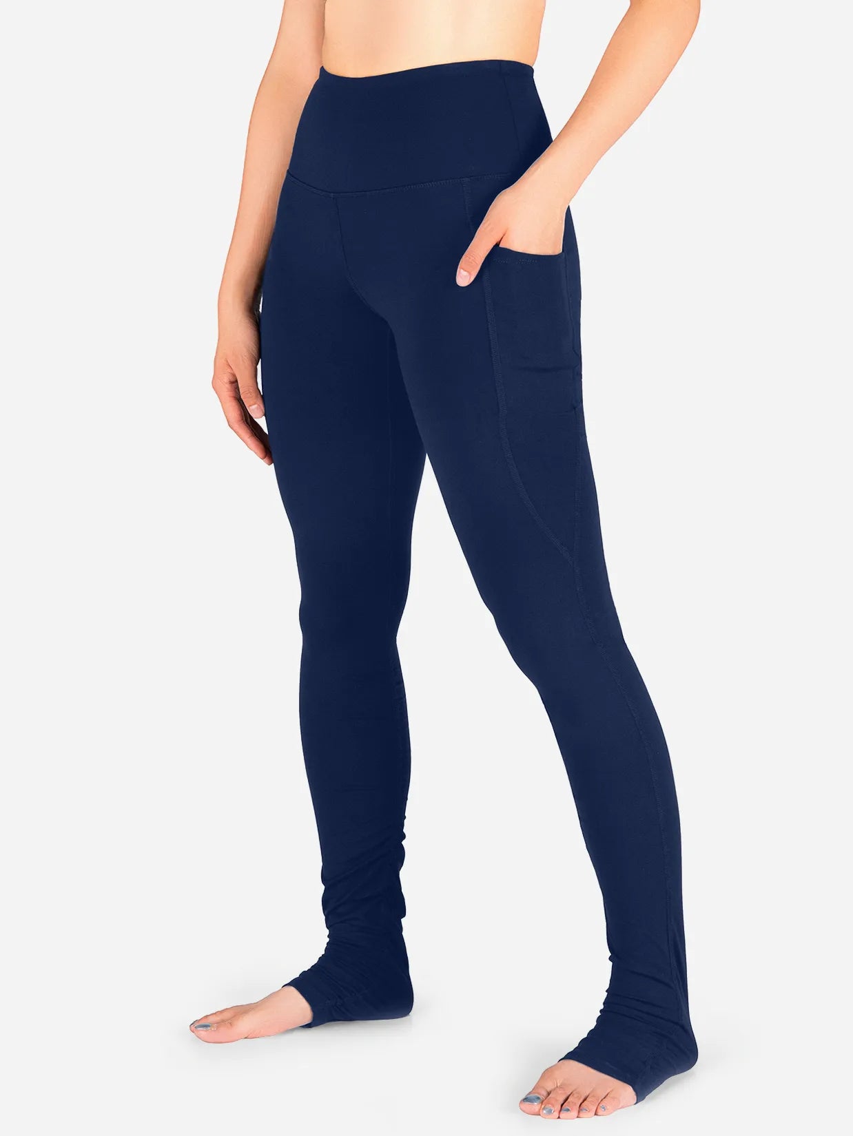 High Rise Over The Heel Leggings, Side Pockets #color_Navy Blue