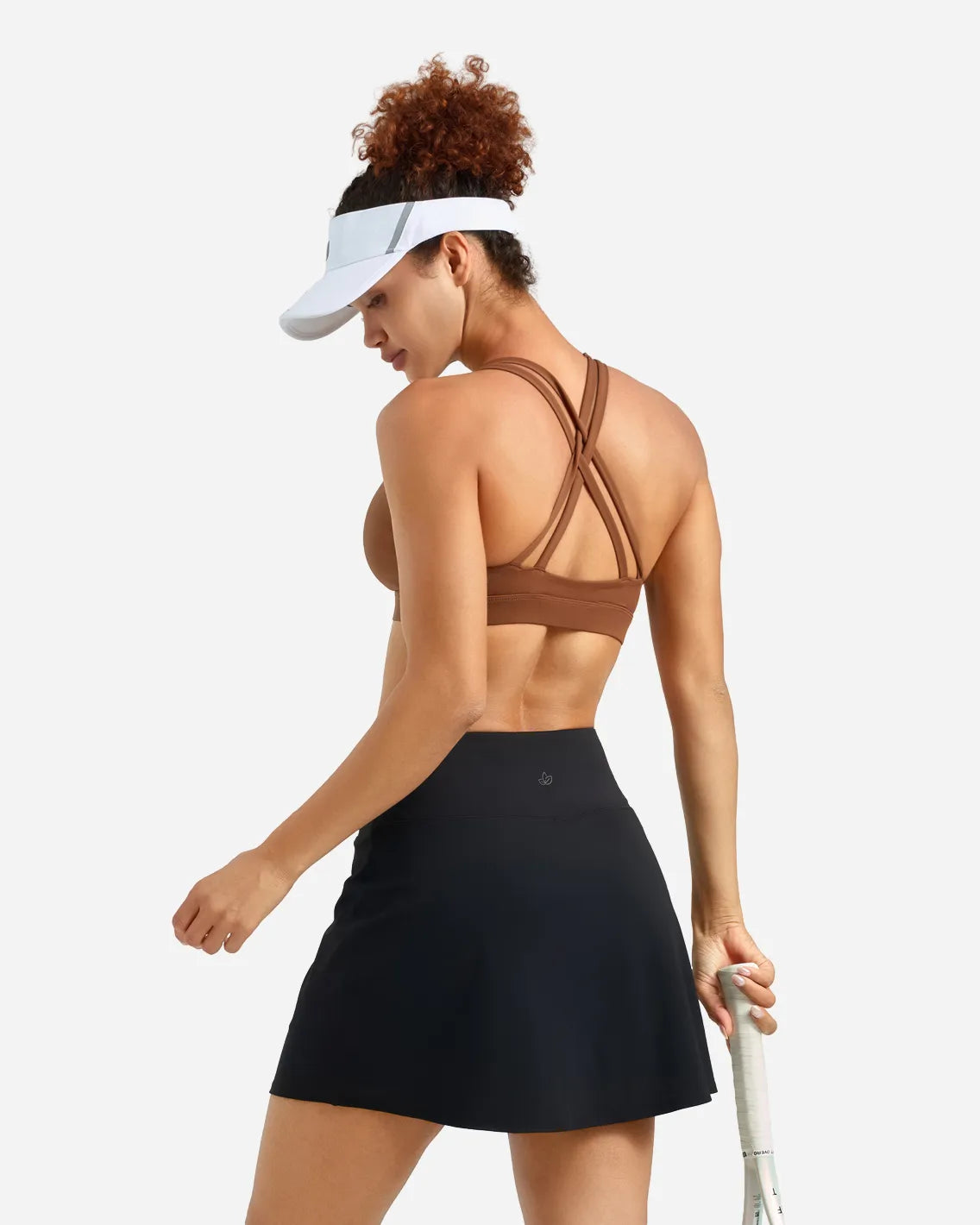 High Waisted A-Line Tennis Skort, 15.5"#color_Black