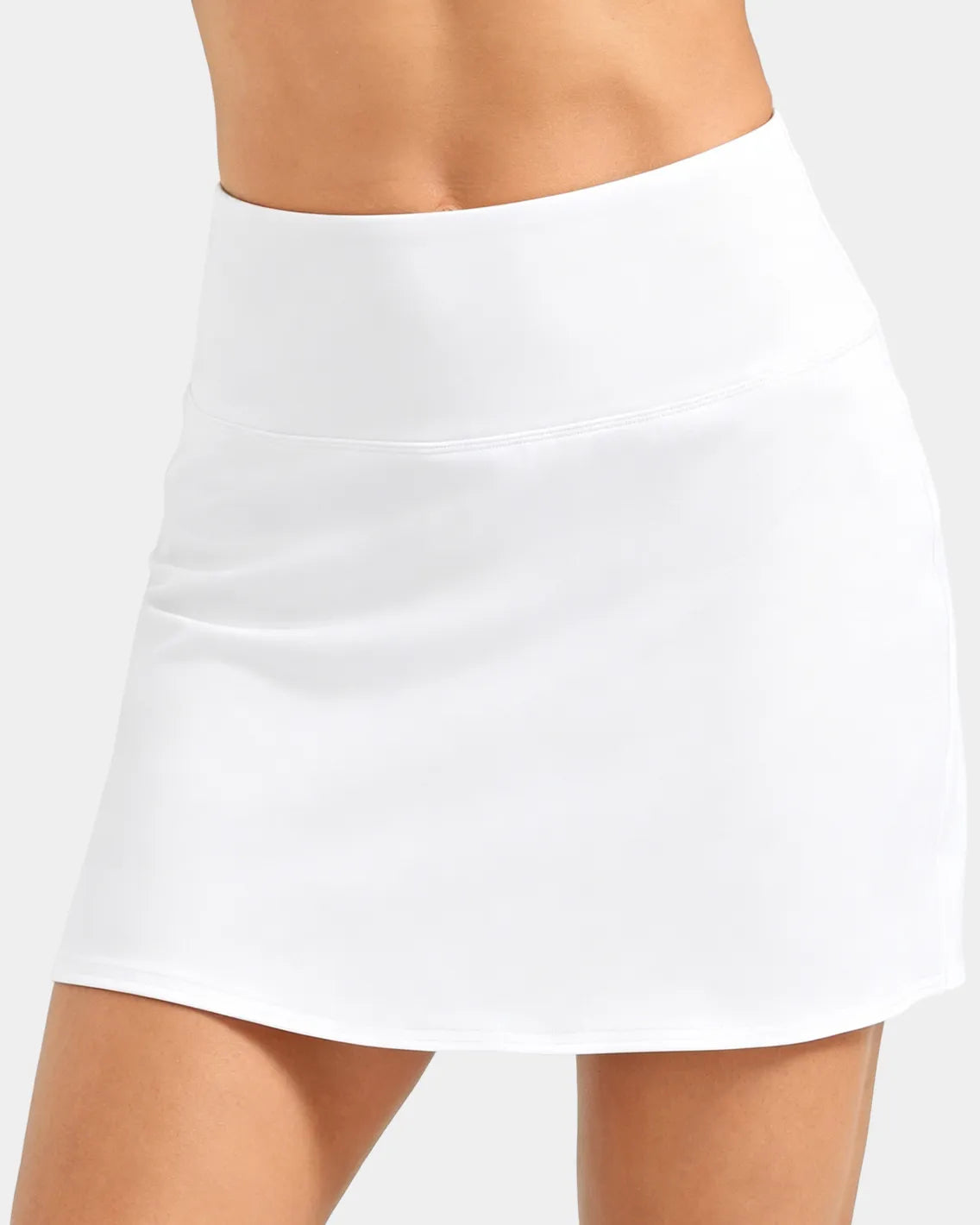 High Waisted A-Line Tennis Skort, 15.5"#color_White
