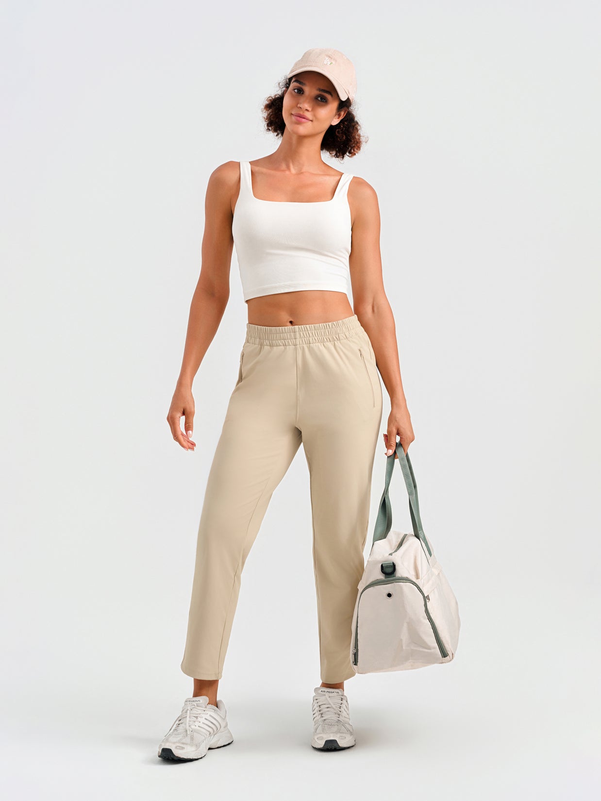 Women's Lightweight Stretch Golf Ankle Pants - Petite & Tall #color_Khaki