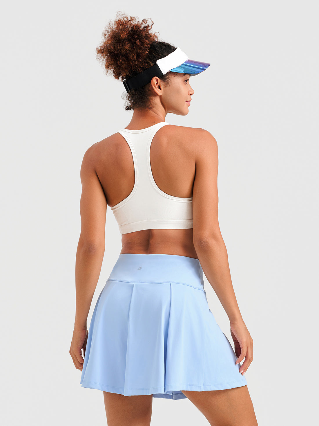 Pleated Tennis Skirt with Pockets - 15.5" Athletic Golf Skirt #color_Ice Blue