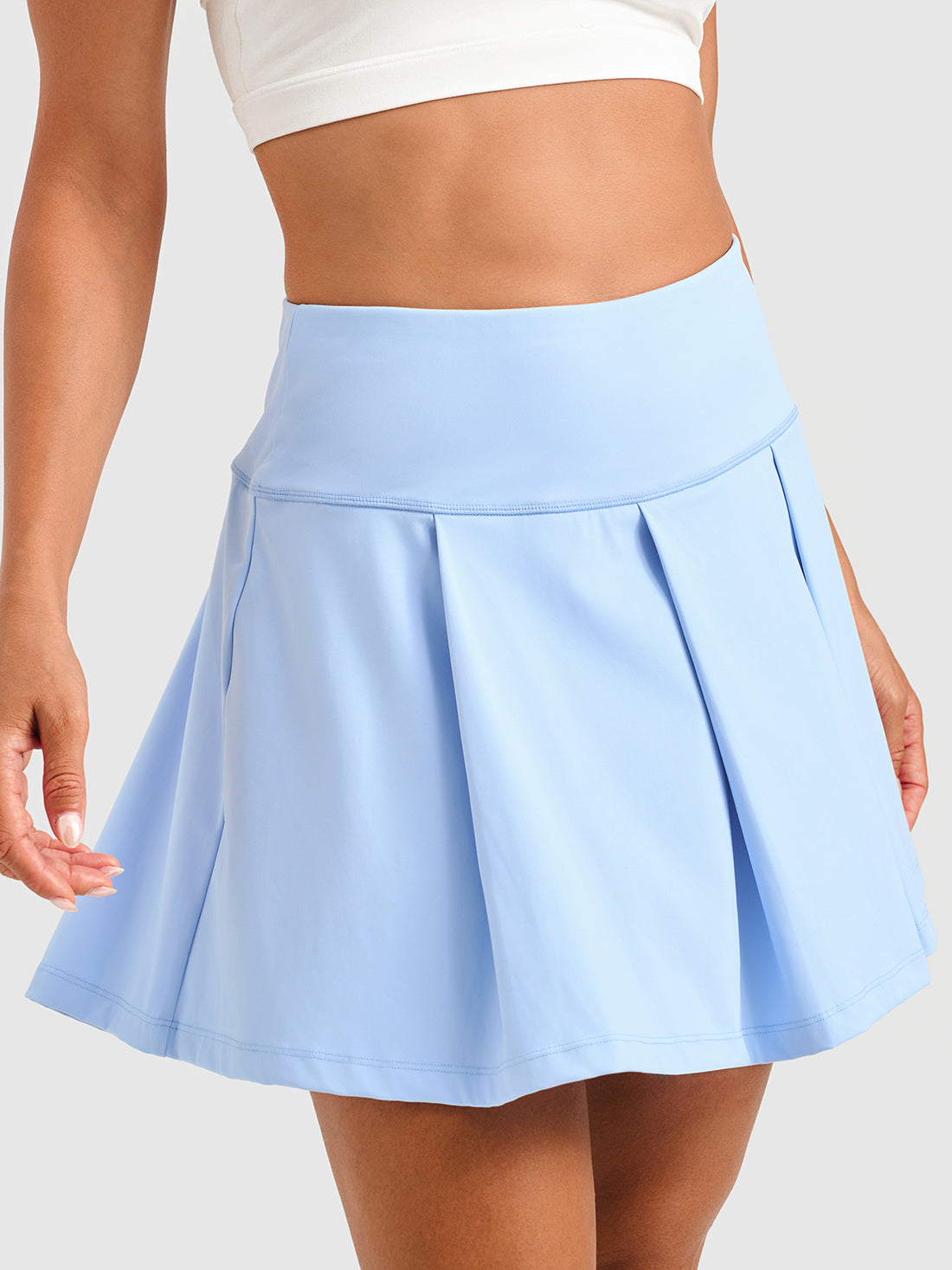 Pleated Tennis Skirt with Pockets - 15.5" Athletic Golf Skirt #color_Ice Blue