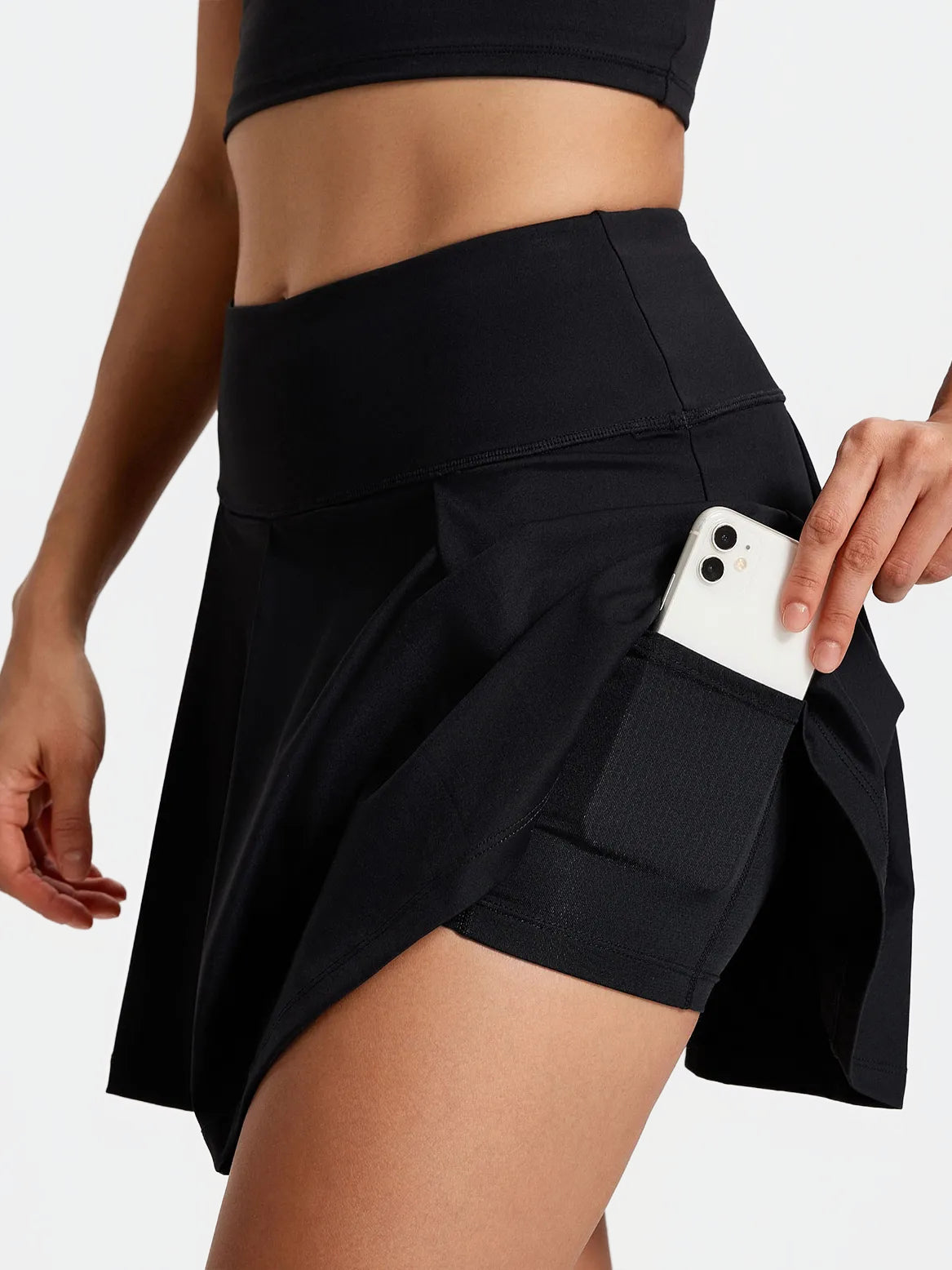 Pleated Tennis Skirt, 15.5" #color_Black