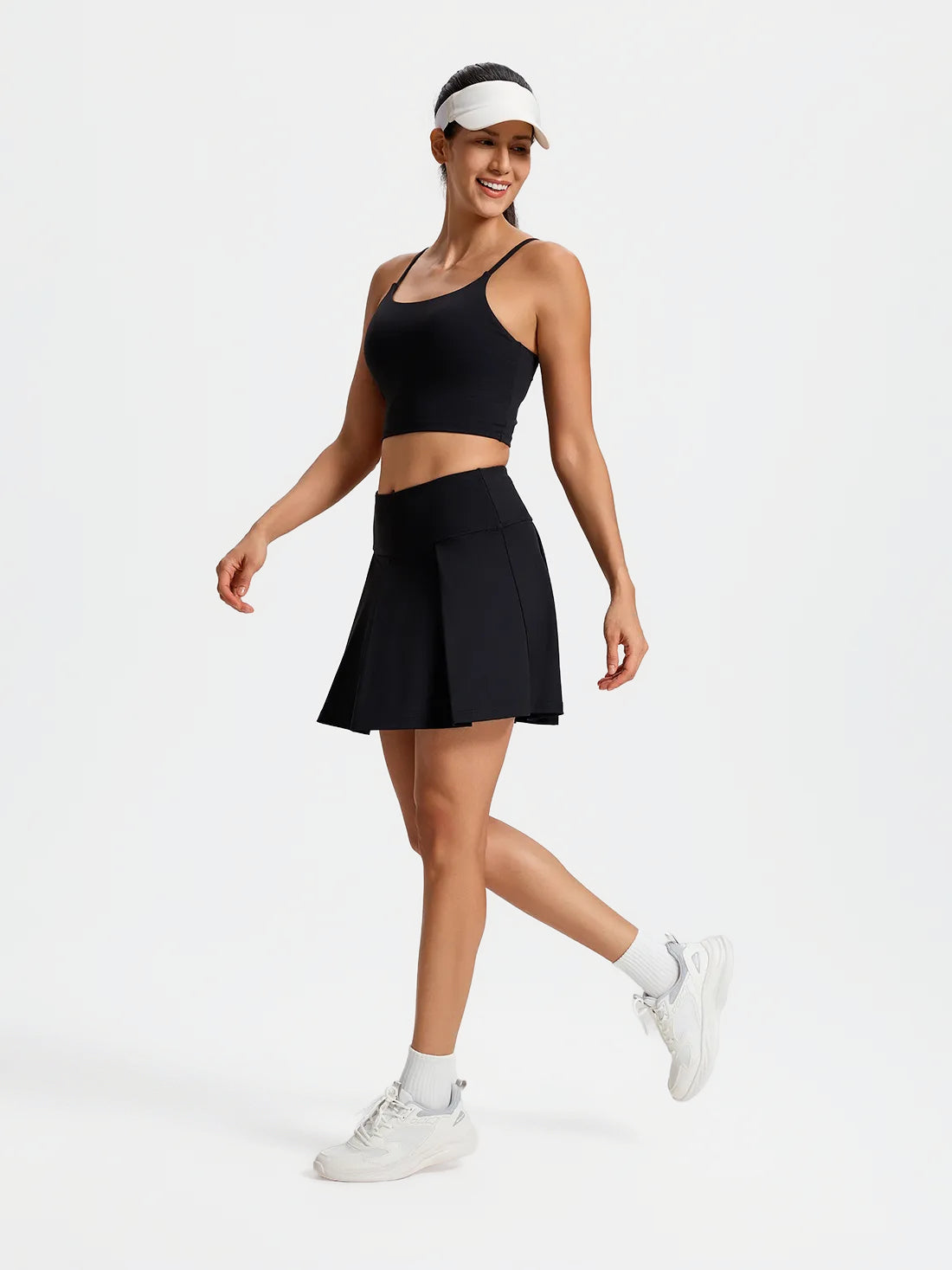 Pleated Tennis Skirt, 15.5" #color_Black