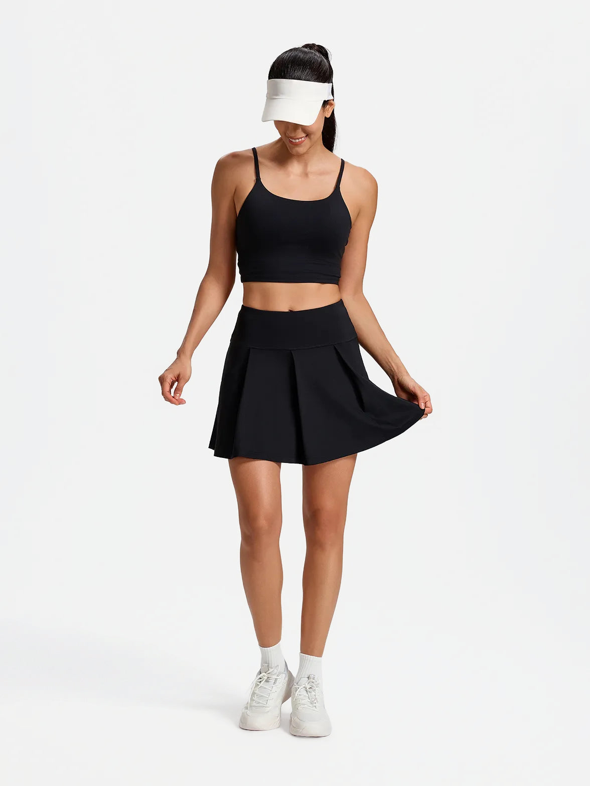 Pleated Tennis Skirt, 15.5" #color_Black