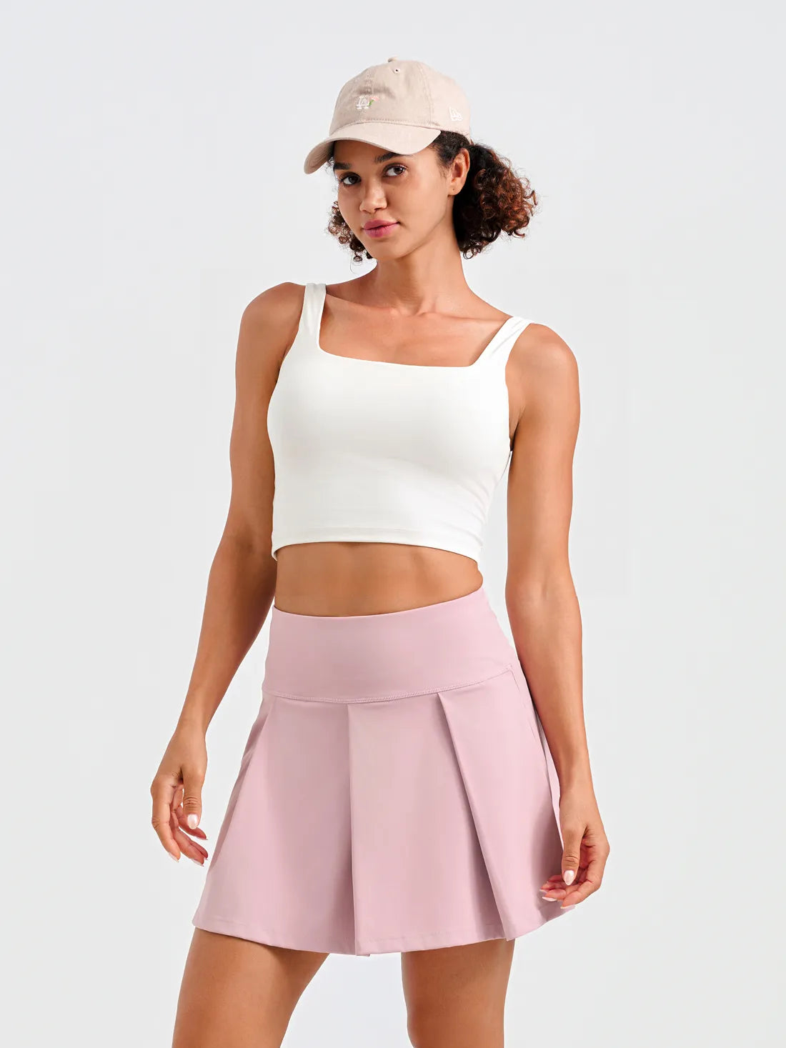 Pleated Tennis Skirt with Pockets - 15.5" Athletic Golf Skirt #color_Soft Pink