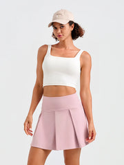 Pleated Tennis Skirt with Pockets - 15.5" Athletic Golf Skirt #color_Soft Pink
