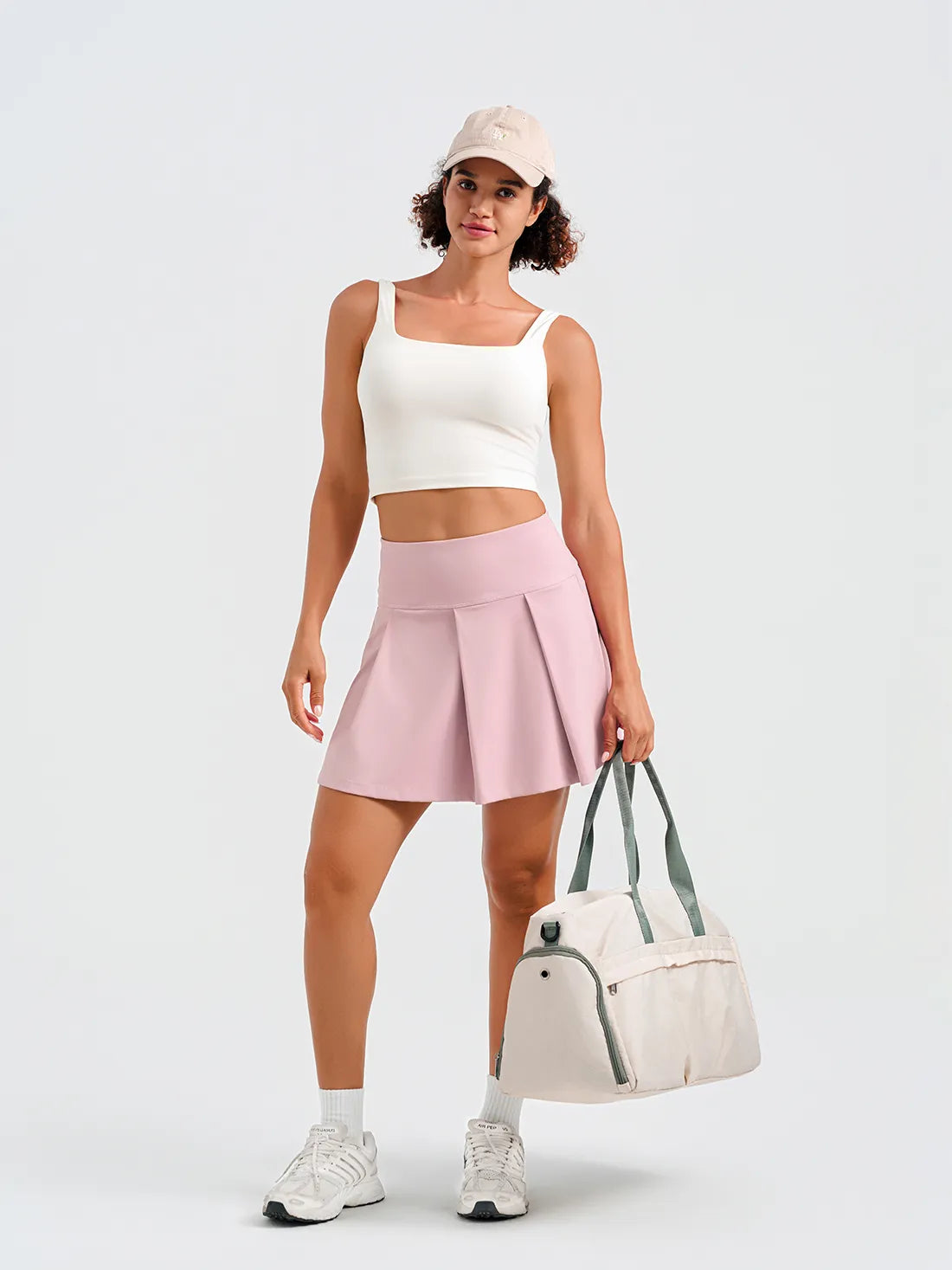 Pleated Tennis Skirt with Pockets - 15.5" Athletic Golf Skirt #color_Soft Pink