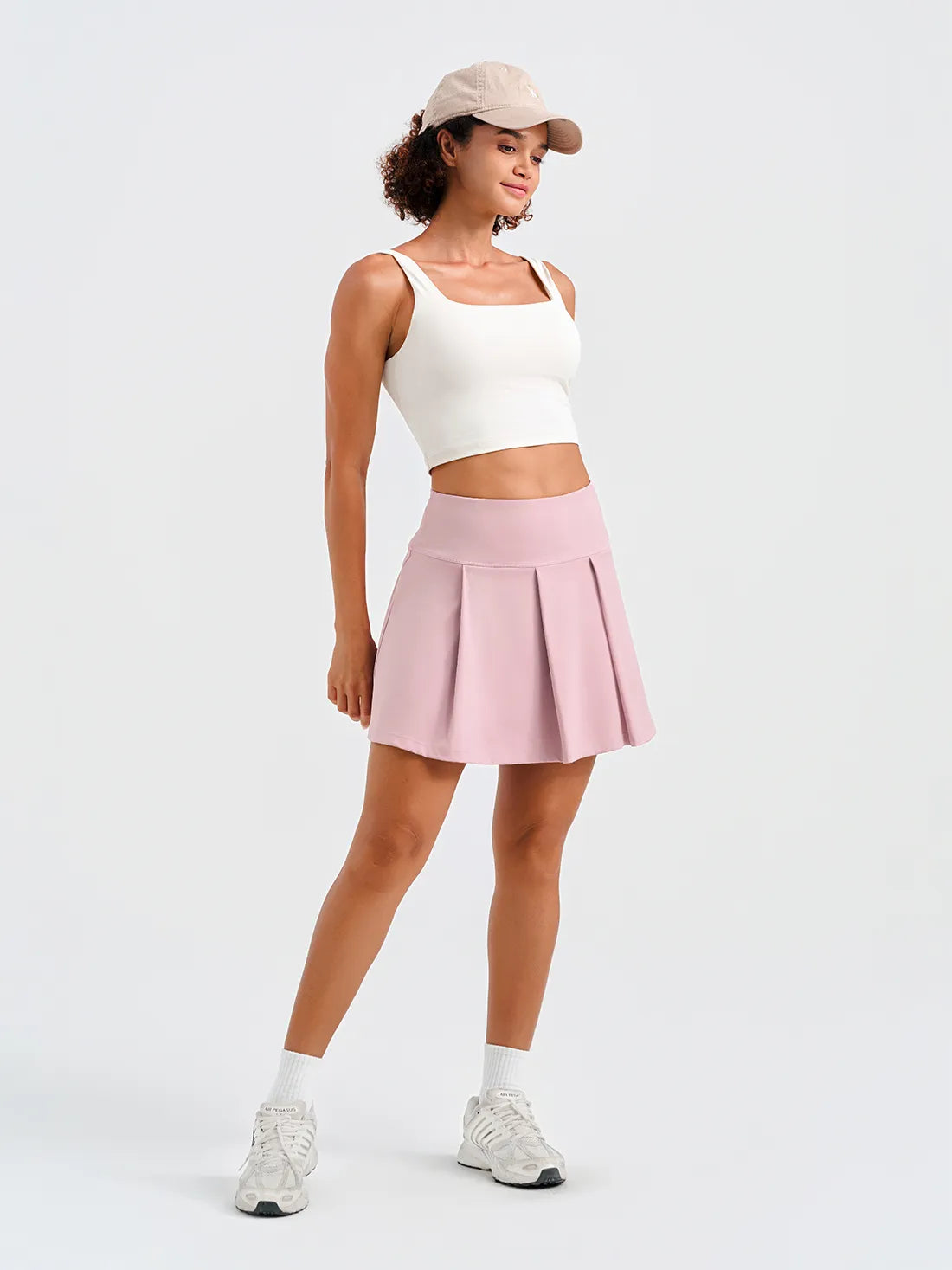 Pleated Tennis Skirt with Pockets - 15.5" Athletic Golf Skirt #color_Soft Pink