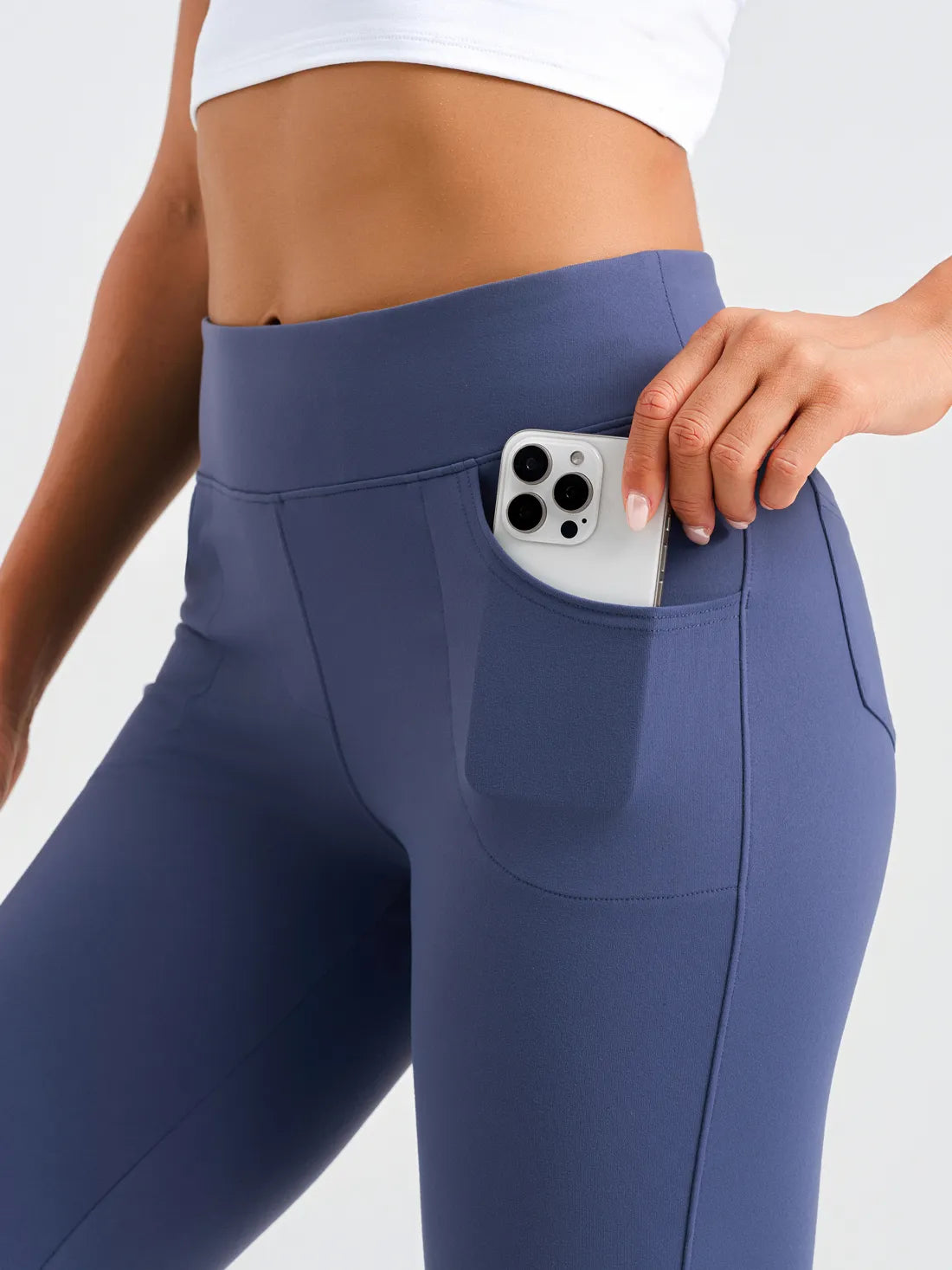Women's Straight Leg Yoga Pants with 5 Pockets #color_Slate Blue