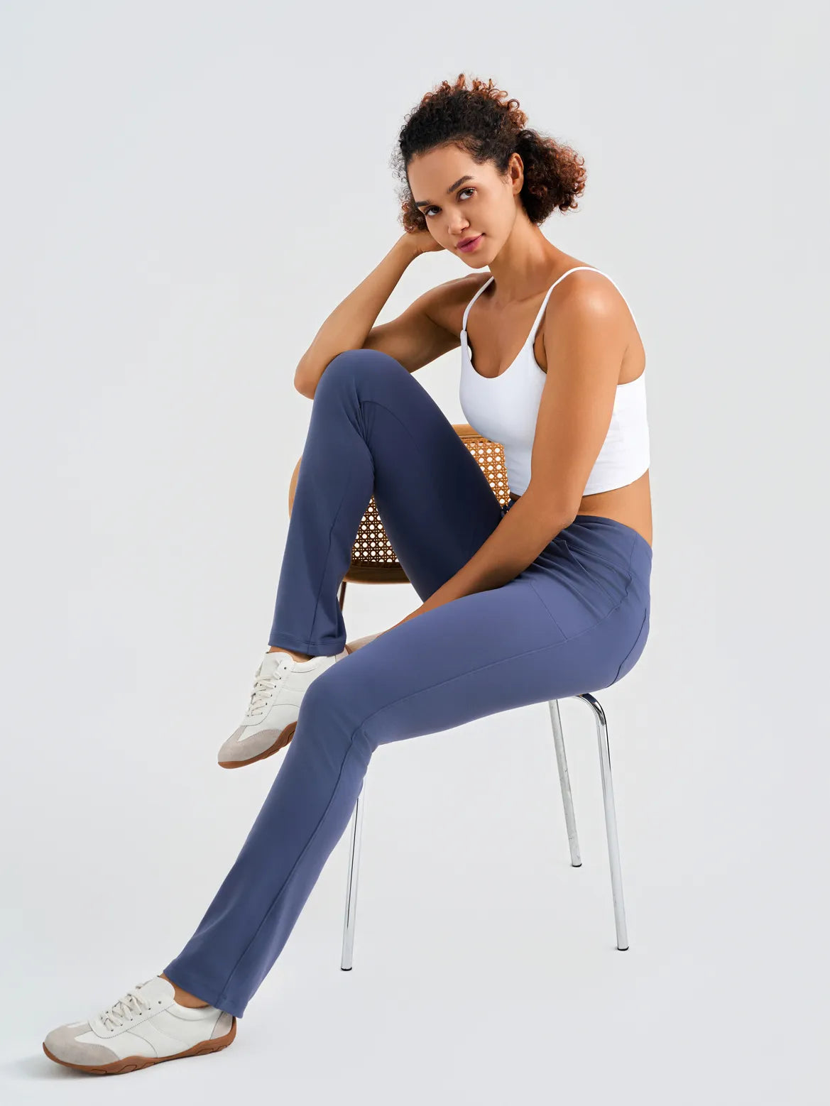 Women's Straight Leg Yoga Pants with 5 Pockets #color_Slate Blue