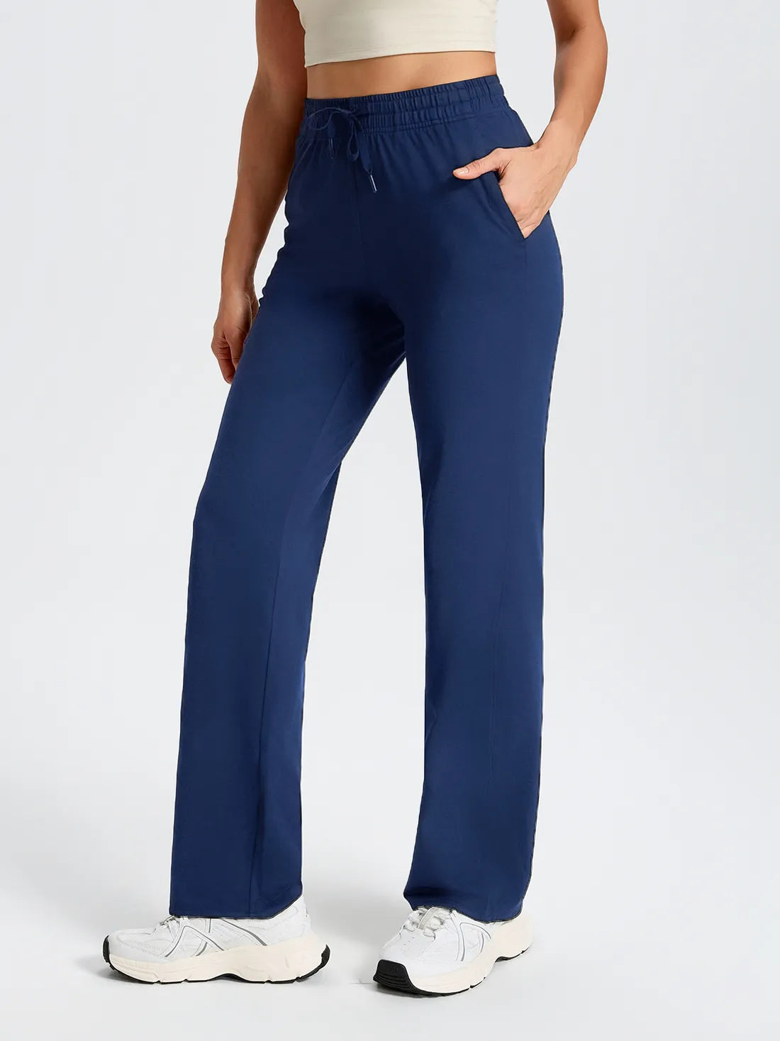 Women's Ultra Soft Performance Straight Leg Yoga Pants #color_Navy Blue