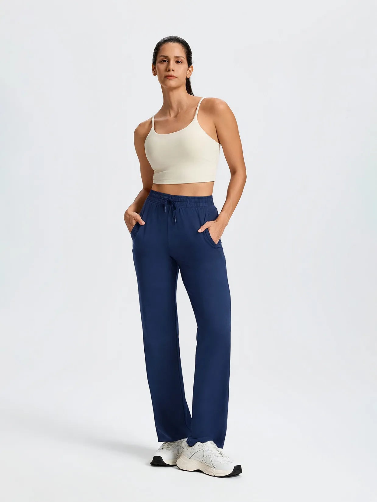 Women's Ultra Soft Performance Straight Leg Yoga Pants #color_Navy Blue