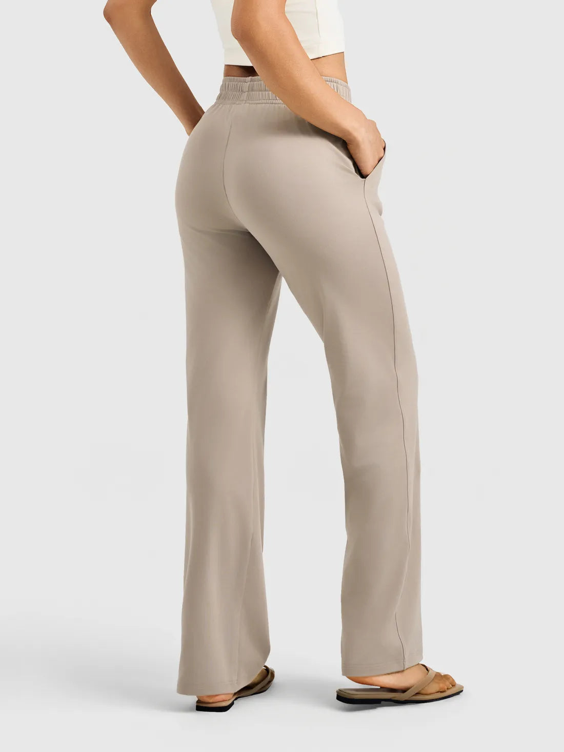 Women's Ultra Soft Performance Straight Leg Yoga Pants #color_Oatmeal
