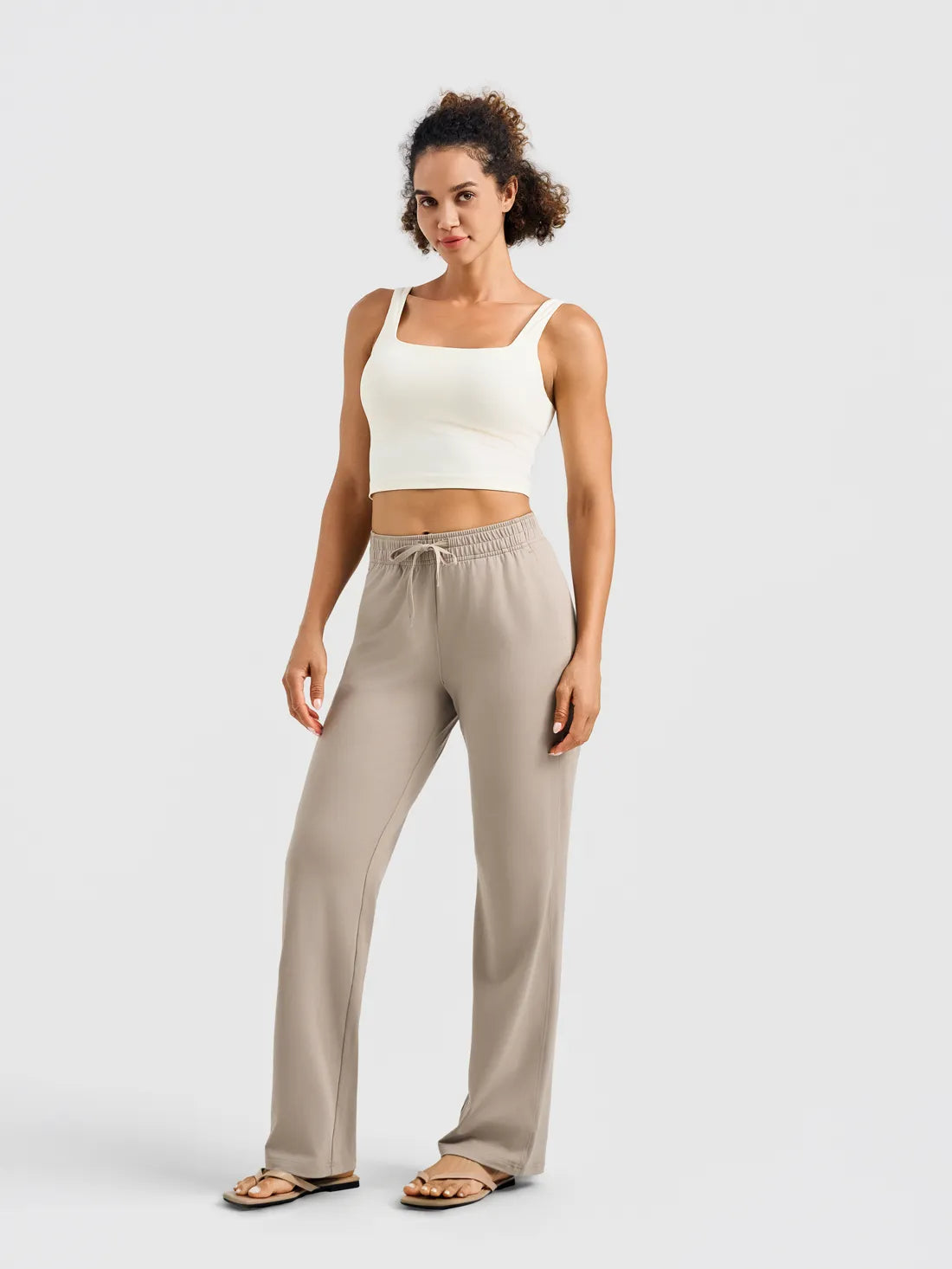 Women's Ultra Soft Performance Straight Leg Yoga Pants #color_Oatmeal