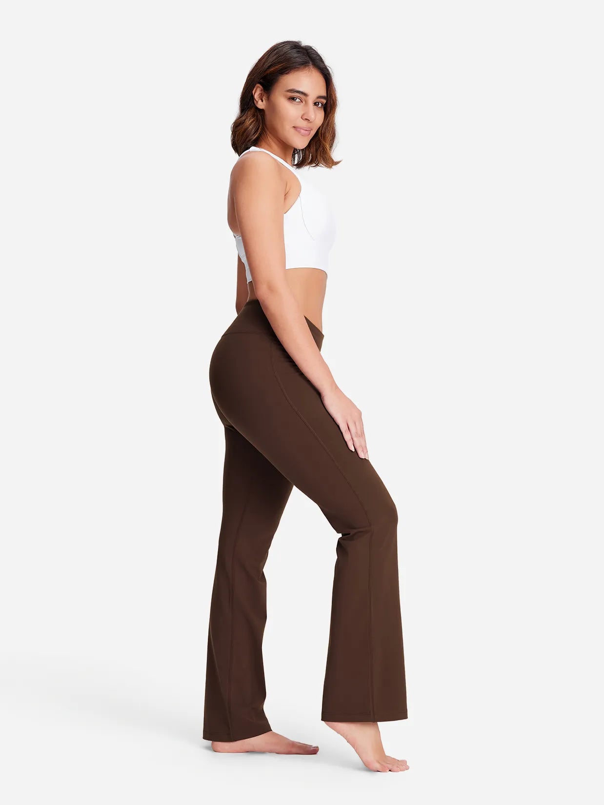 Essential Bootcut Yoga Pants #color_Brown